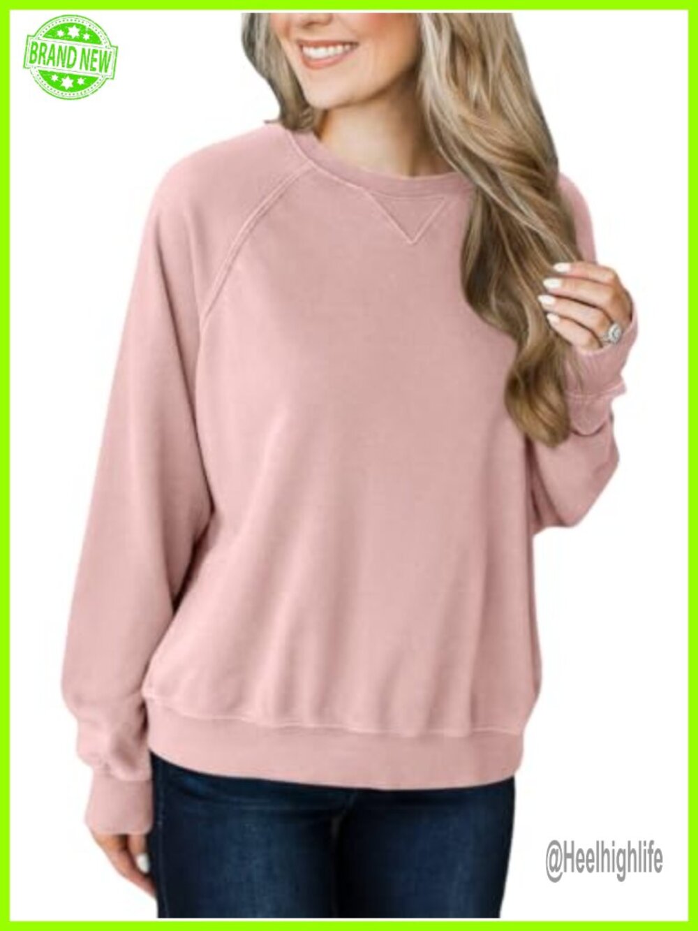 Women's Crewneck Sweatshirt Raglan Sleeve Loose Fit Light Fleece Pullover Top